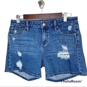 JOE’S Distressed Denim Shorts Dark Wash Strech  Women's Size 27